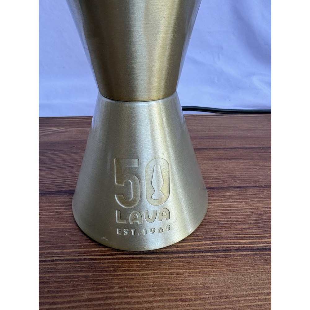 Lava 50th Anniversary Lava Lamp 16.5" Gold Base Orange Pink Tested Working - Picture 2 of 10
